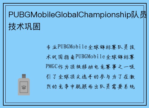 PUBGMobileGlobalChampionship队员技术巩固